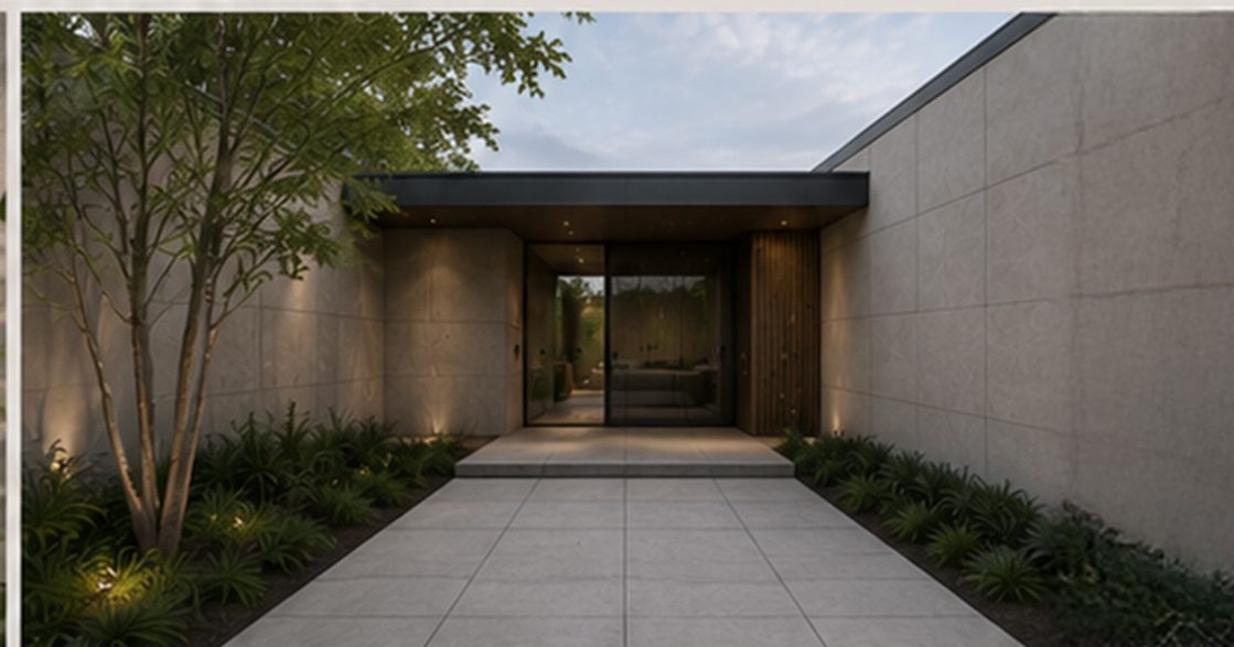 An external wall clad in board